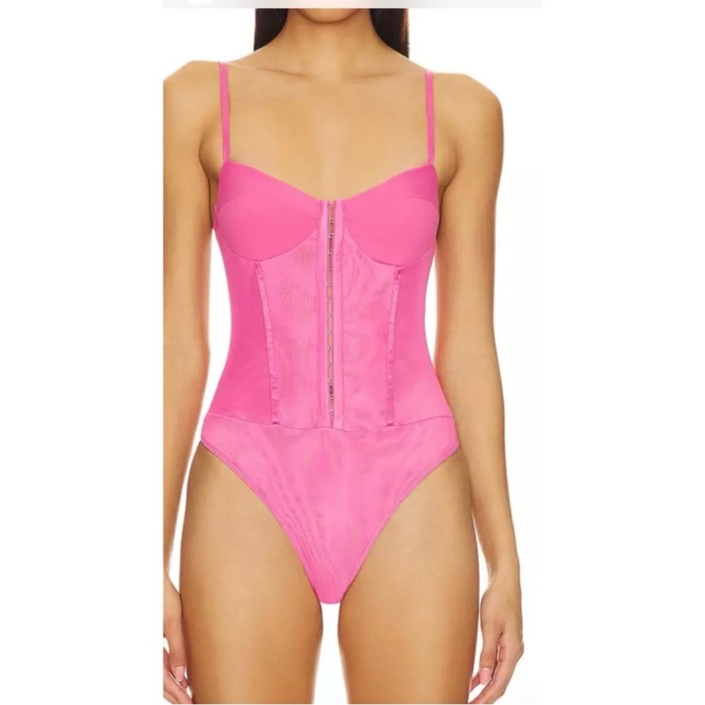 Free People Intimately Night Rhythm Bodysuit Lucky Pink Size L